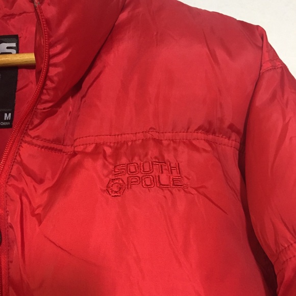 South Pole Men's Red Poly Puffer Coat SZ M - Picture 3 of 12
